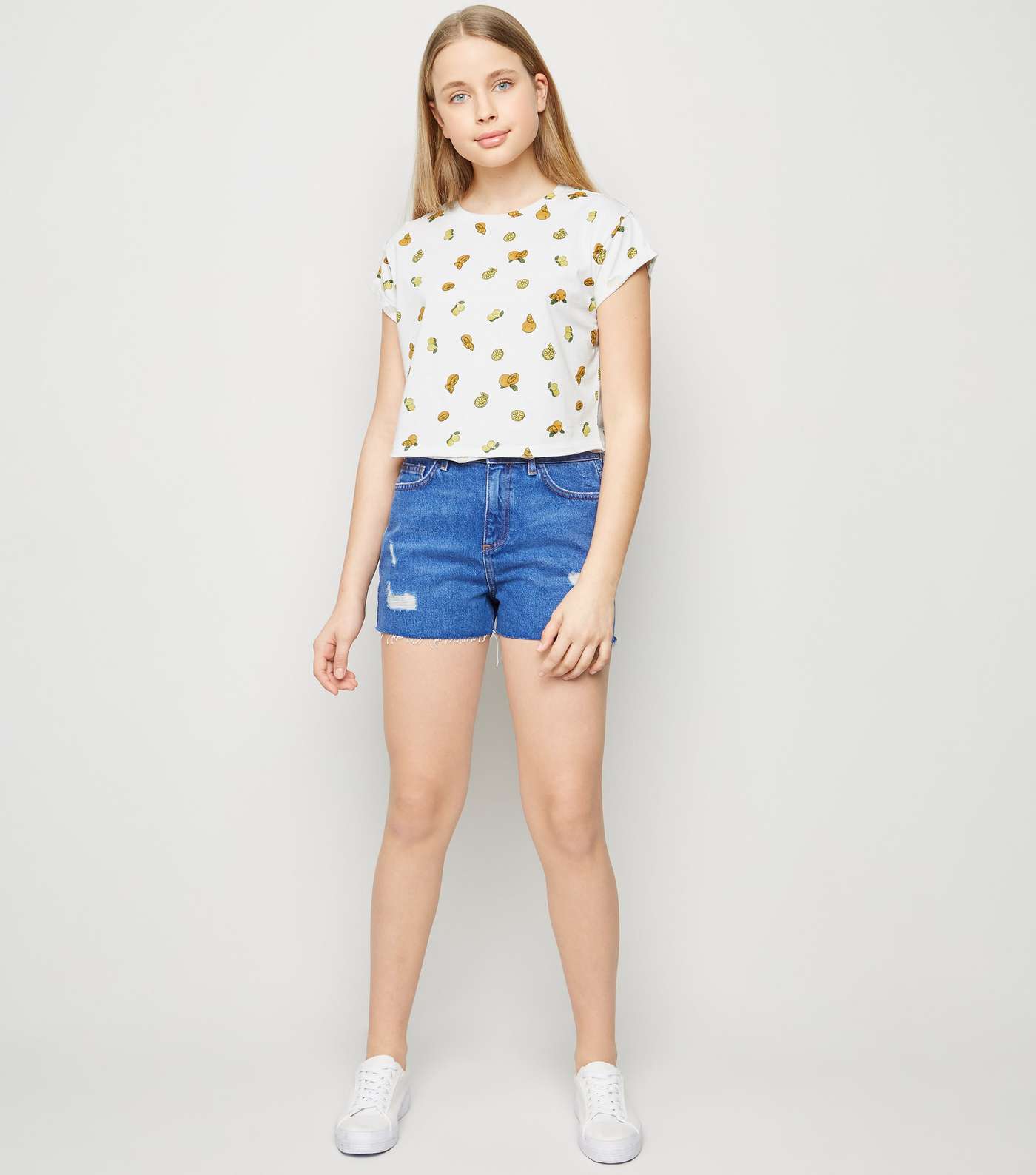 Girls White Fruit Print T-Shirt Image 2
