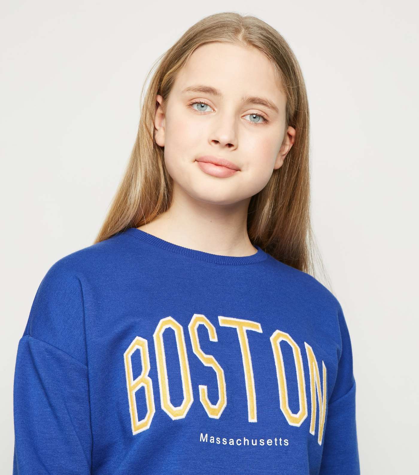 Girls Bright Blue Boston Varsity Logo Sweatshirt Image 5