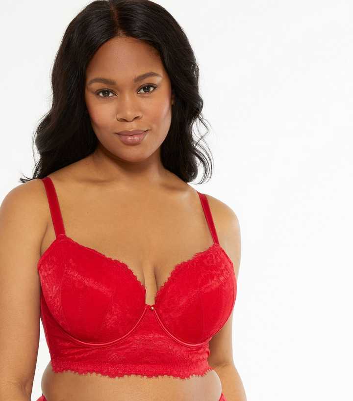 Buy Yours Curve Red Beau Longline Padded Bra from Next Canada