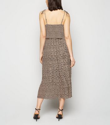 new look leopard print pleated dress