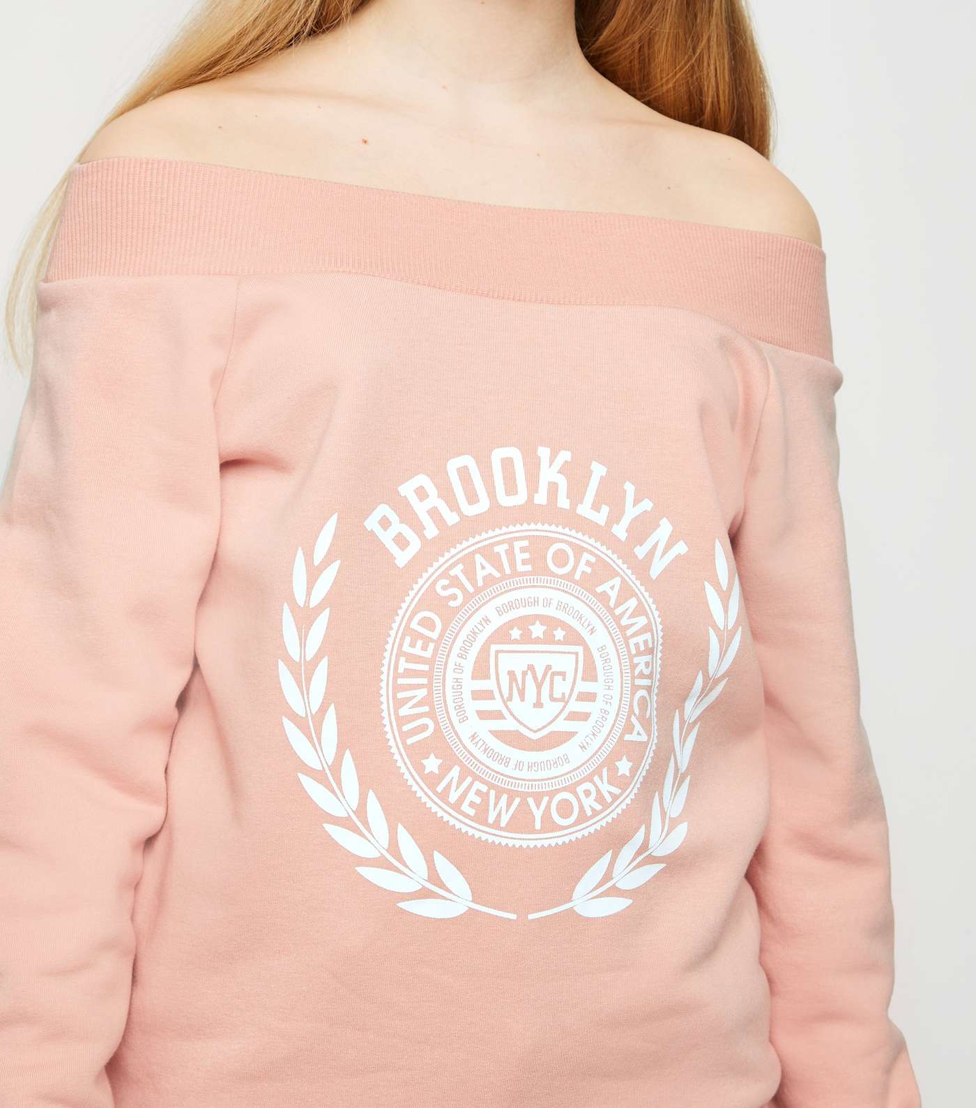 Girls Pink Bardot Slogan Sweatshirt Image 5