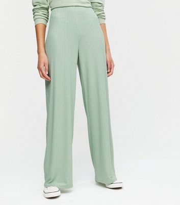 Light green wide leg trousers Clearance