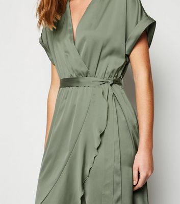 khaki satin dress