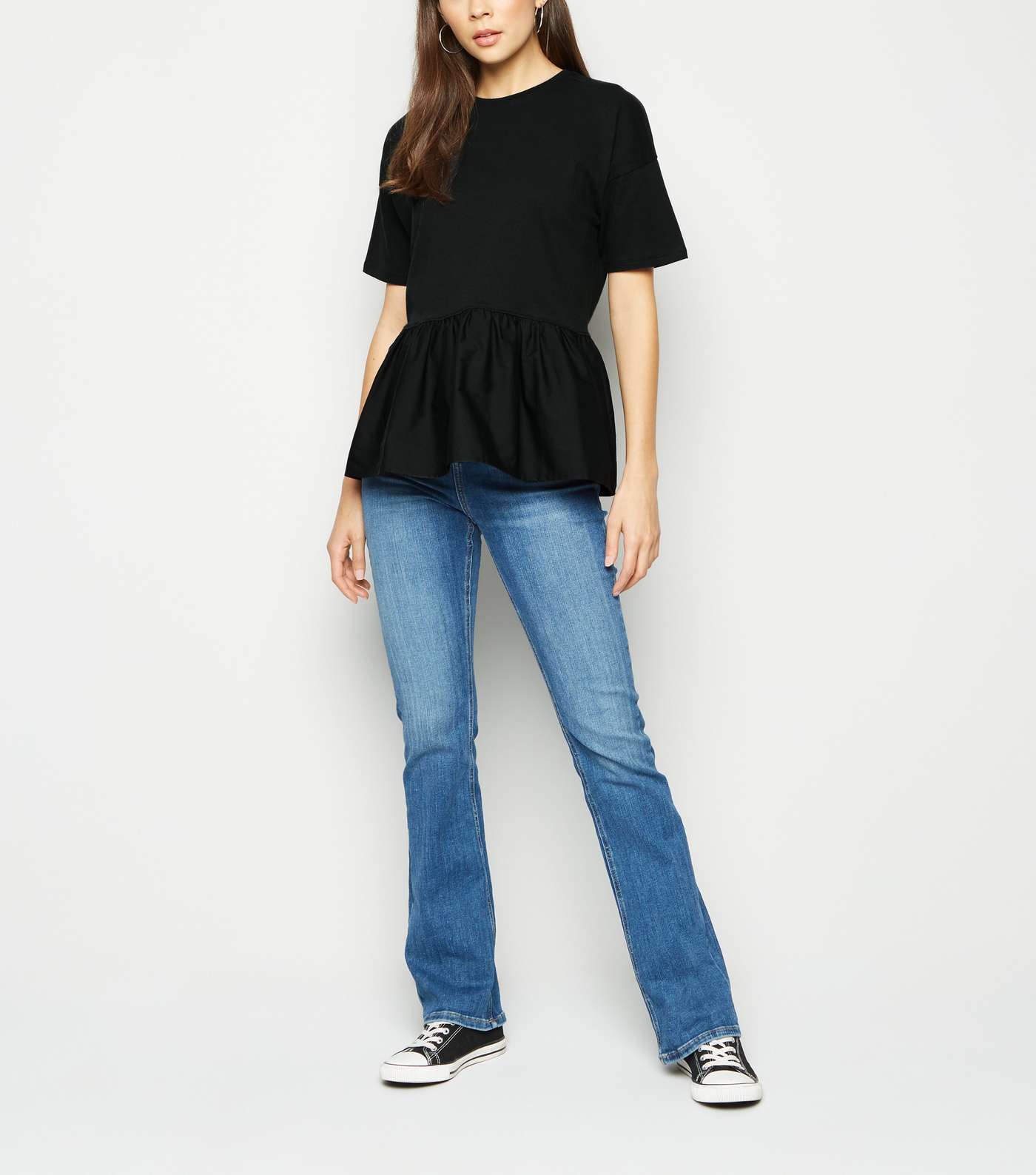 Black Woven Peplum T-Shirt Image 2