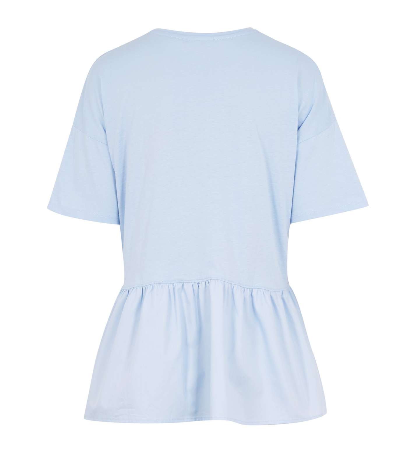 Pale Blue Woven Peplum T-Shirt Image 2