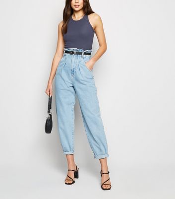 Belted Waist Balloon Leg Jeans 