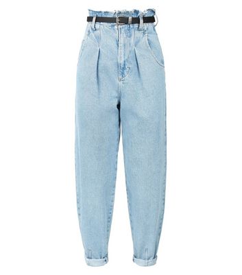 Belted Waist Balloon Leg Jeans 
