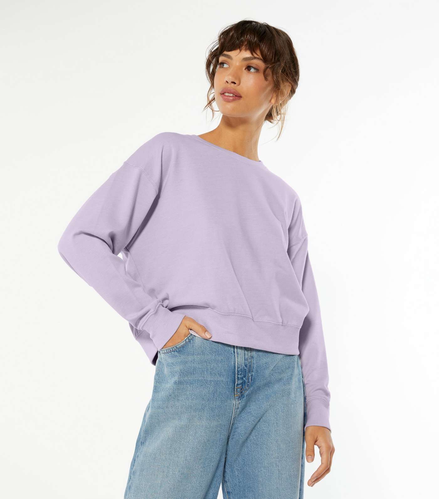 Lilac Crew Neck Boxy Sweatshirt