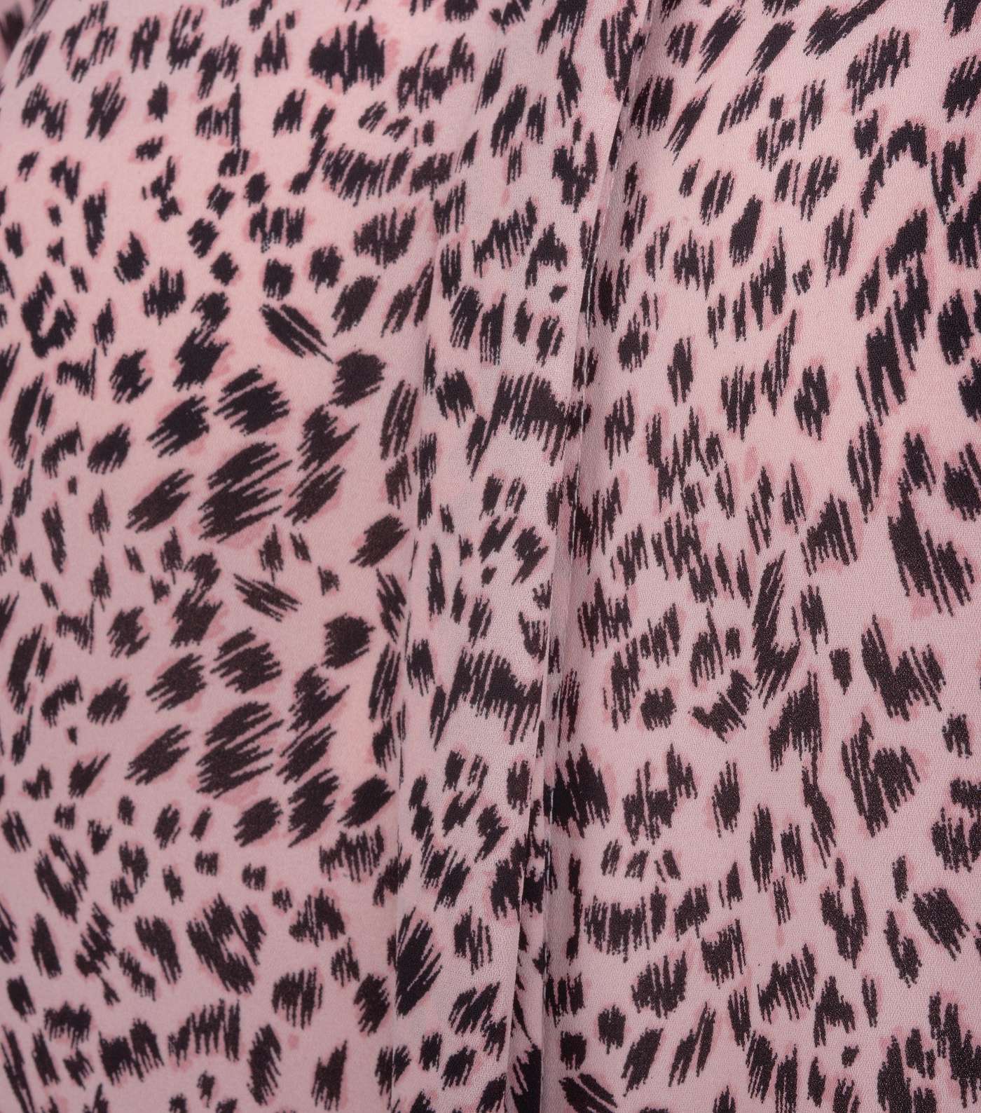 Petite Pink Animal Print Puff Sleeve Shirt Image 3