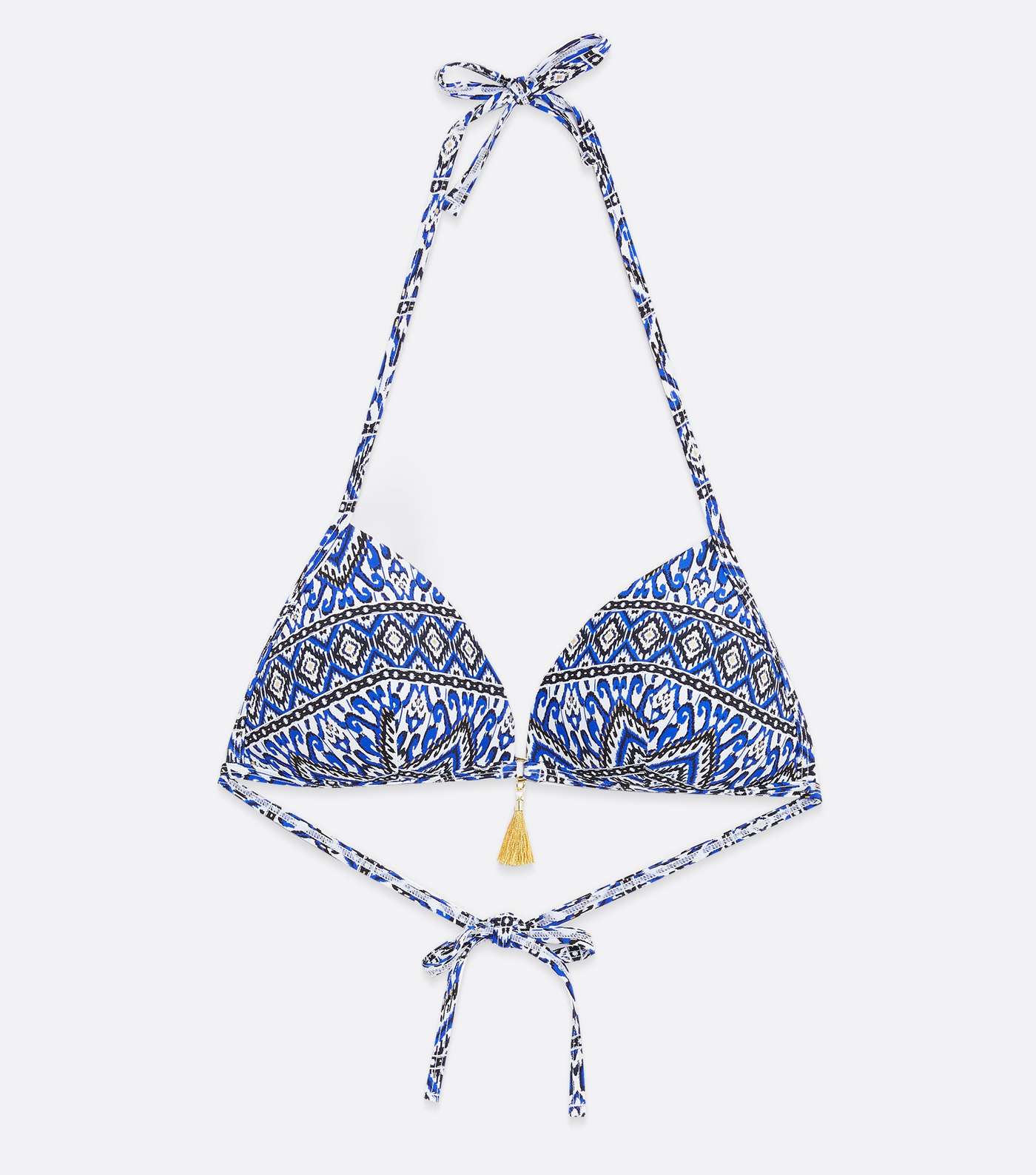Blue Geometric Moulded Triangle Bikini Top Image 5