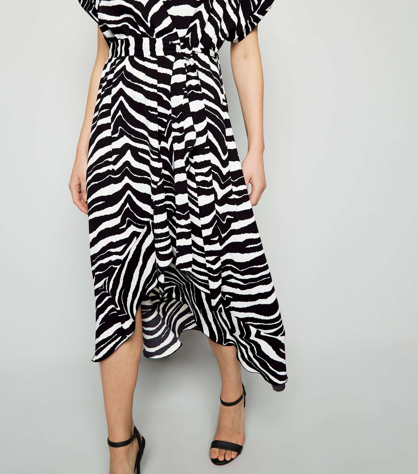 Petite Black Zebra Print Midi Wrap Dress  Image 4