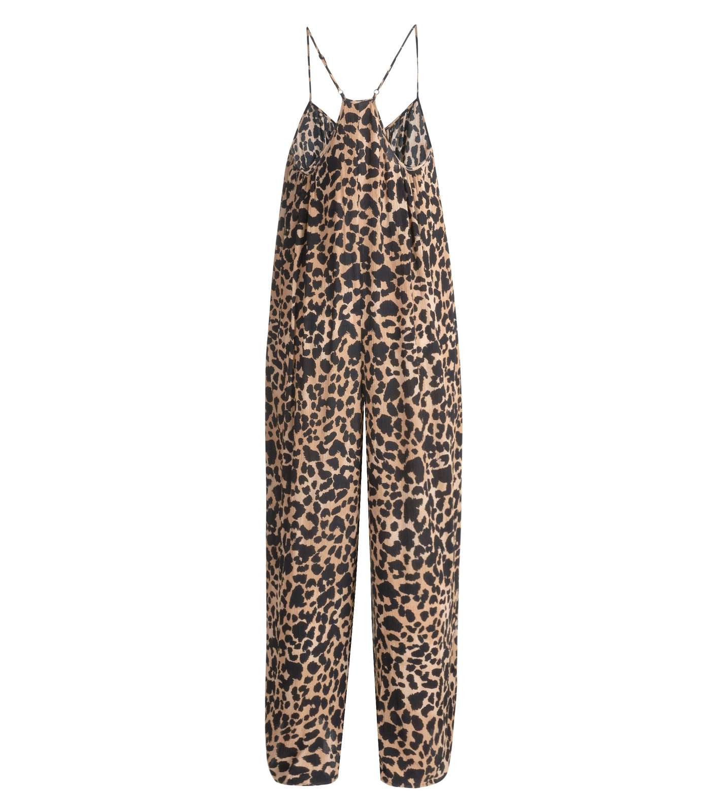 Tall Brown Leopard Print Crop Jumpsuit Image 3