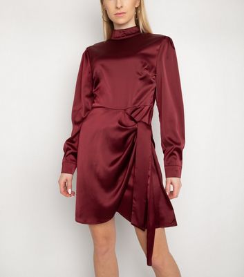 burgundy high neck dress