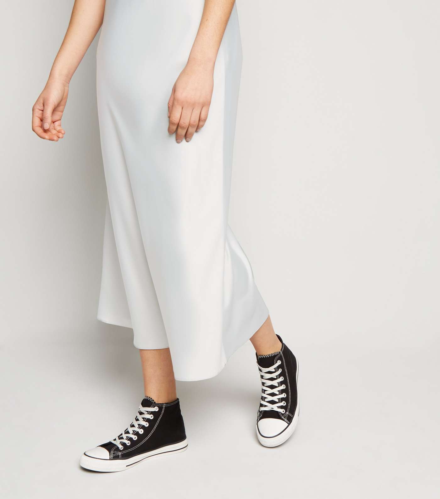 Silver Bias Cut Satin Midi Skirt Image 3