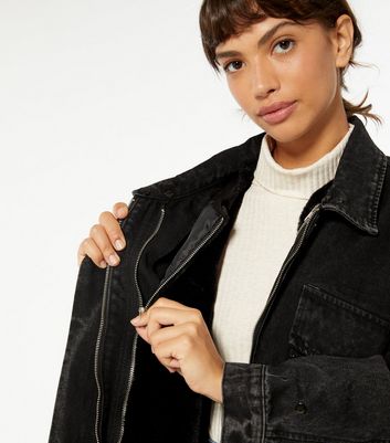 black fur lined denim jacket womens