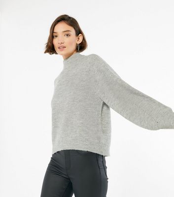 grey puff sleeve jumper