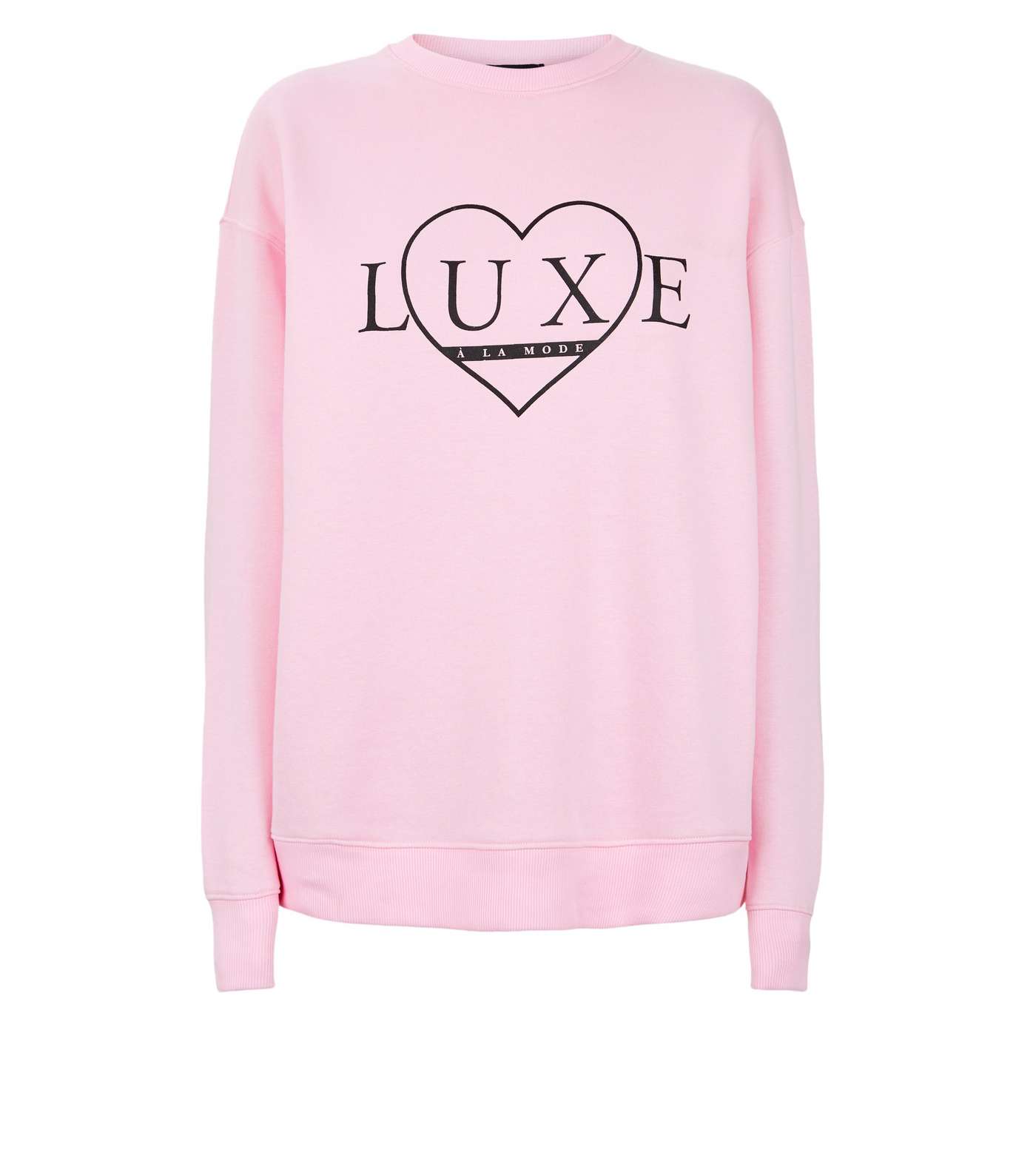 Bright Pink Heart Luxe Slogan Sweatshirt Image 4