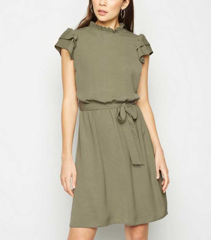 Olive Frill High Neck Dress