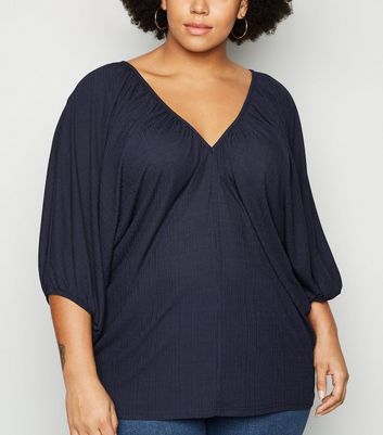 Navy cheap batwing top