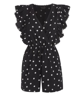 black ruffle playsuit