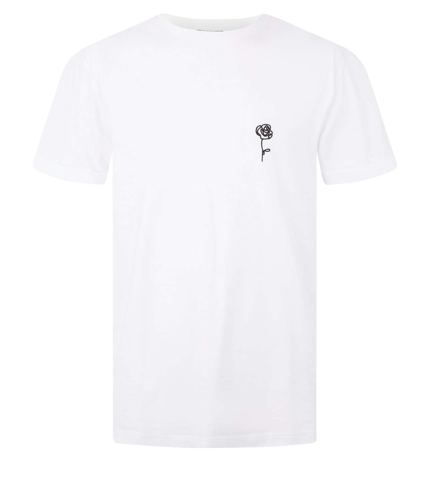 White Rose Embroidered Cotton T-Shirt Image 3