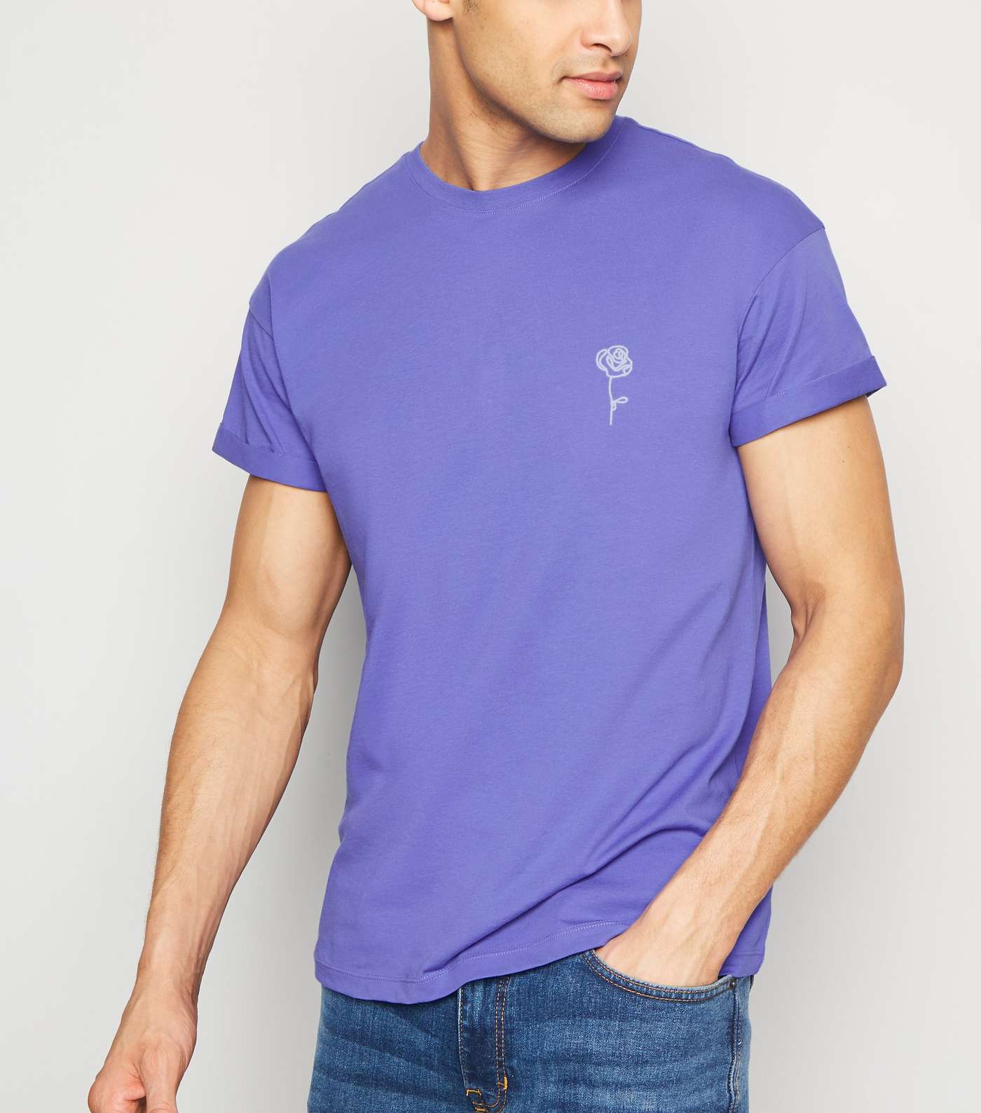 Lilac Rose Embroidered Cotton T-Shirt