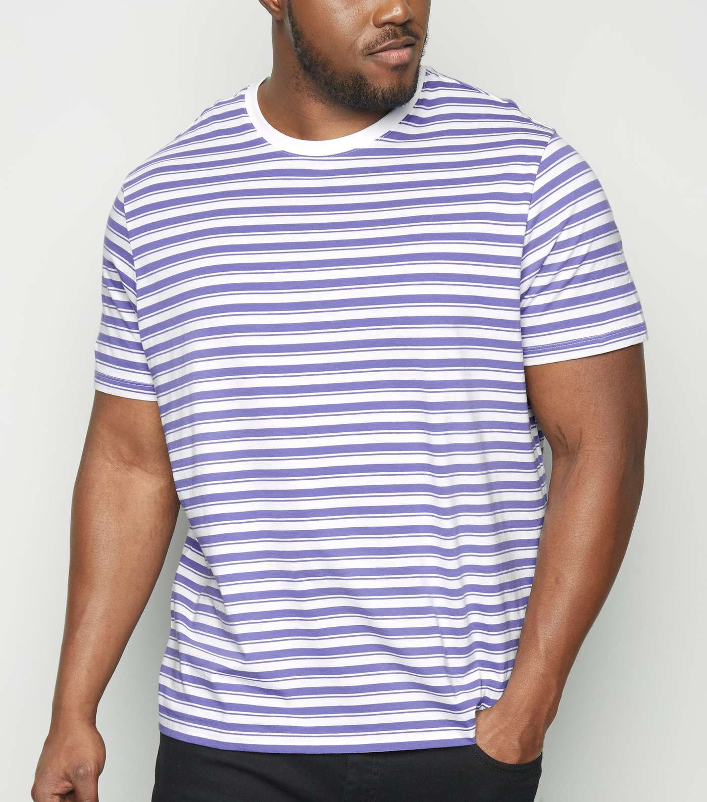 Plus Size Lilac Contrast Stripe Organic T-Shirt
