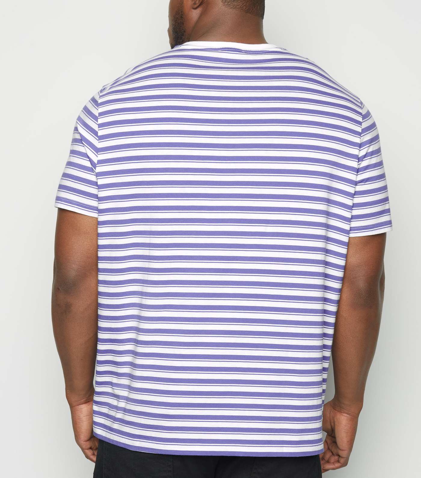 Plus Size Lilac Contrast Stripe Organic T-Shirt Image 3