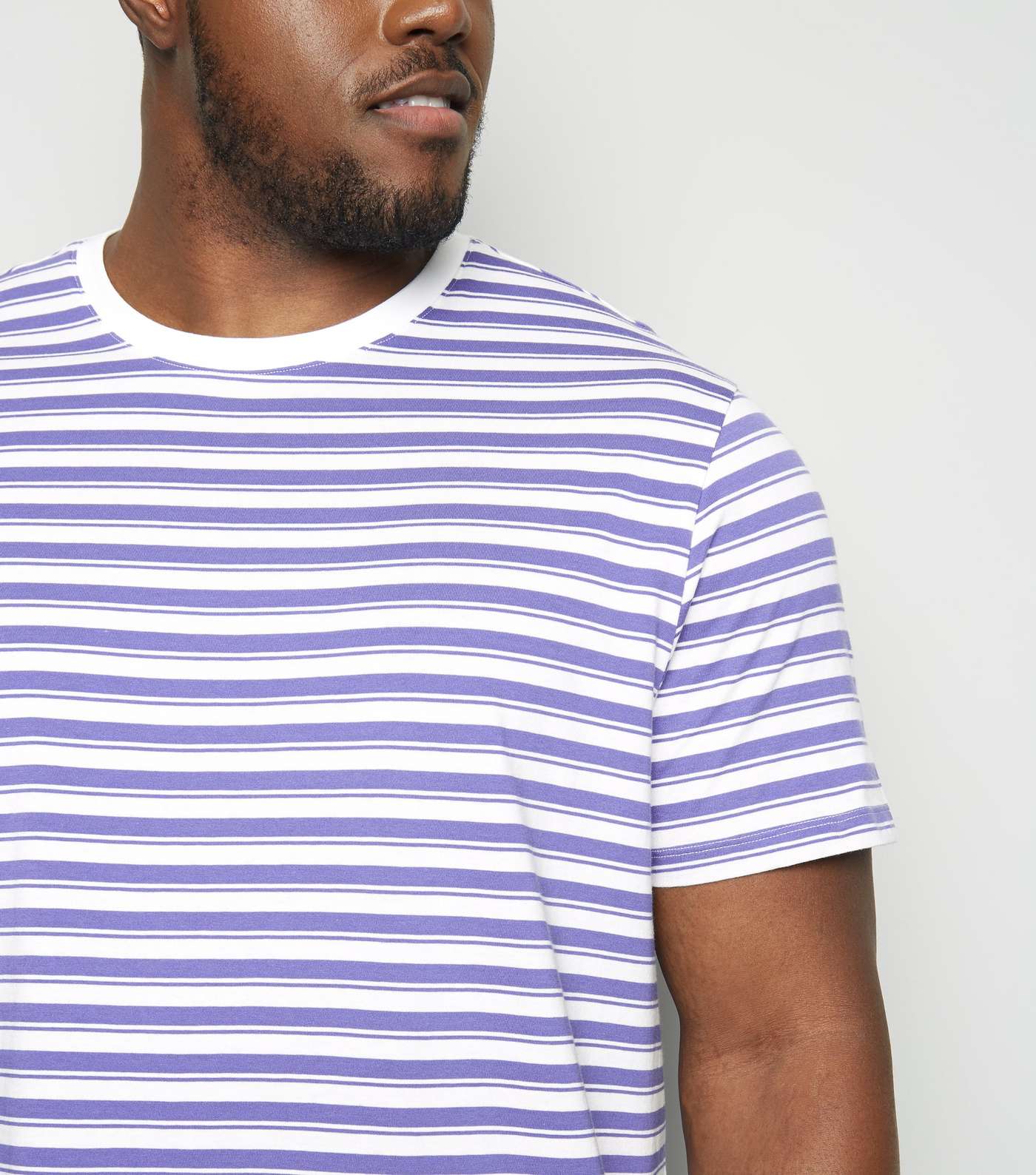 Plus Size Lilac Contrast Stripe Organic T-Shirt Image 5