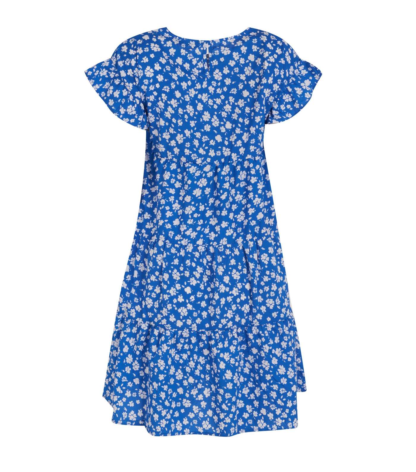 Blue Floral Frill Sleeve Smock Dress  Image 2