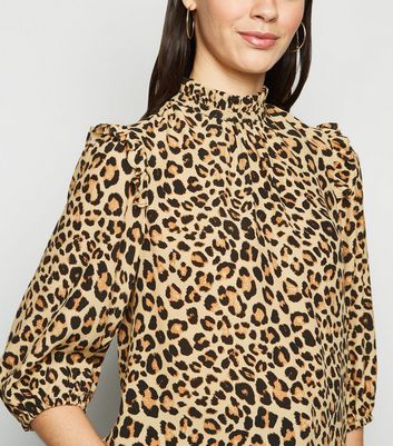 leopard high neck top
