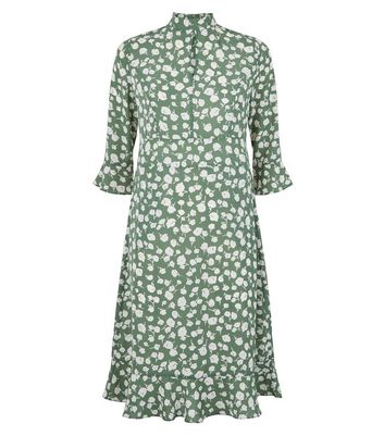 Image of Blue Vanilla Green Floral Peplum Dress New Look