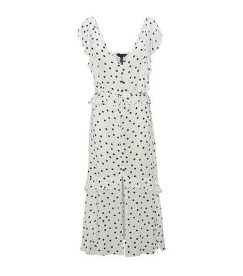 white spotted midi dress