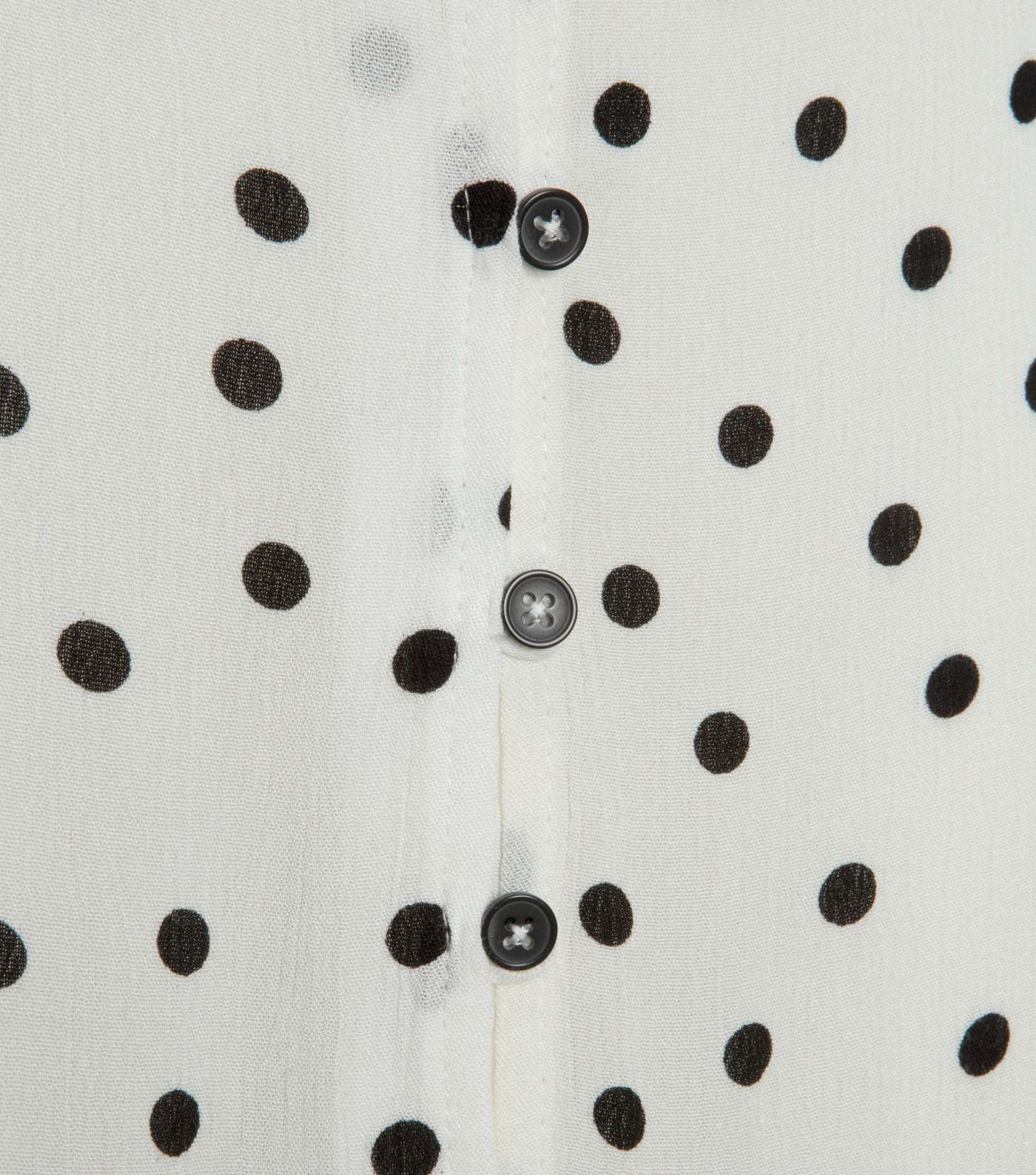 White Spot Frill Button Front Midi Dress  Image 3