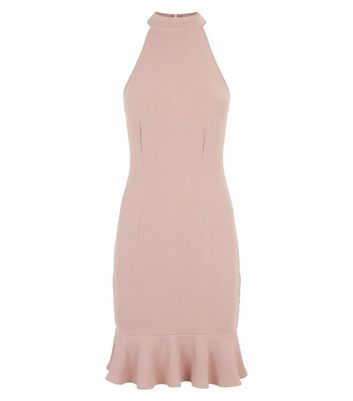 Image of AX Paris Mink Halterneck Mini Bodycon Dress New Look