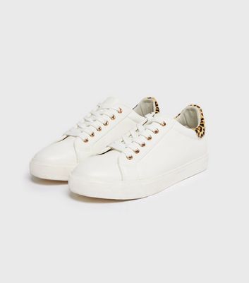 White store heeled trainers