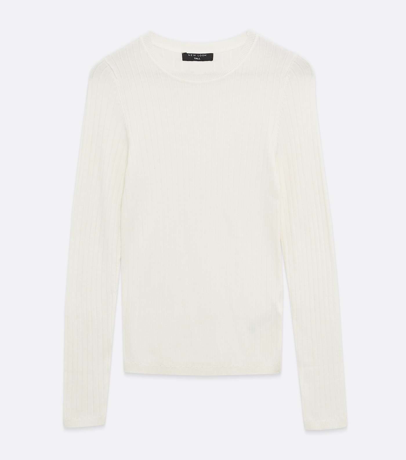 Tall Off White Ribbed Knit Crew Jumper Image 5