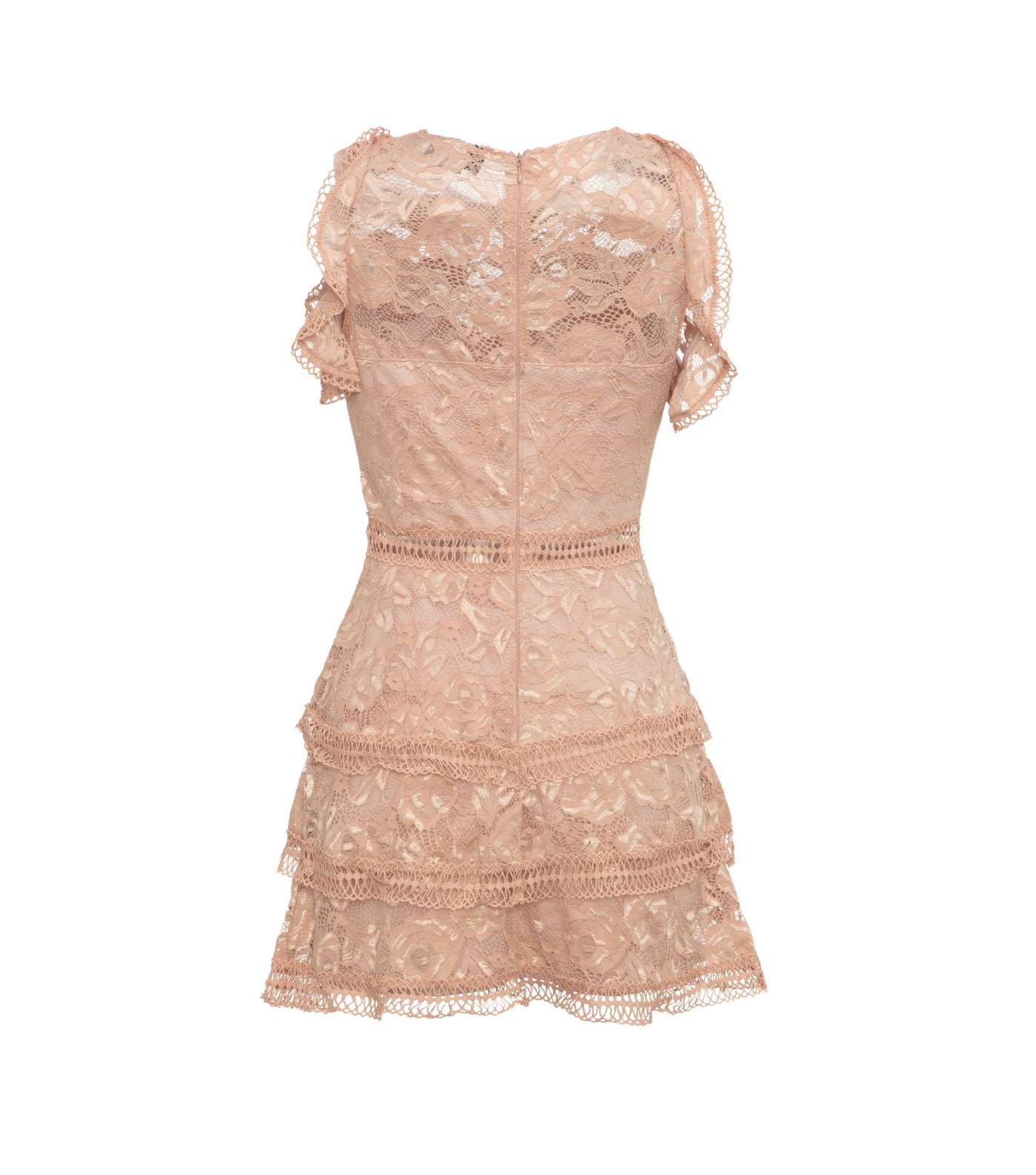 AX Paris Pink Lace Tiered Cold Shoulder Dress Image 5
