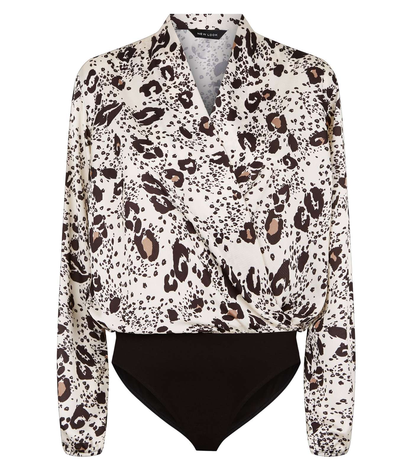 Off White Leopard Print Wrap Bodysuit Image 4