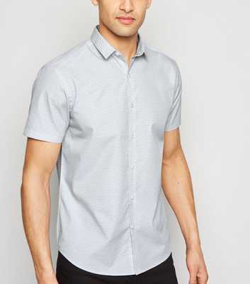 Pale Grey Geometric Short Sleeve Poplin Shirt
