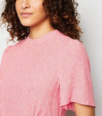 Pink Daisy Print Flutter Sleeve Mini 