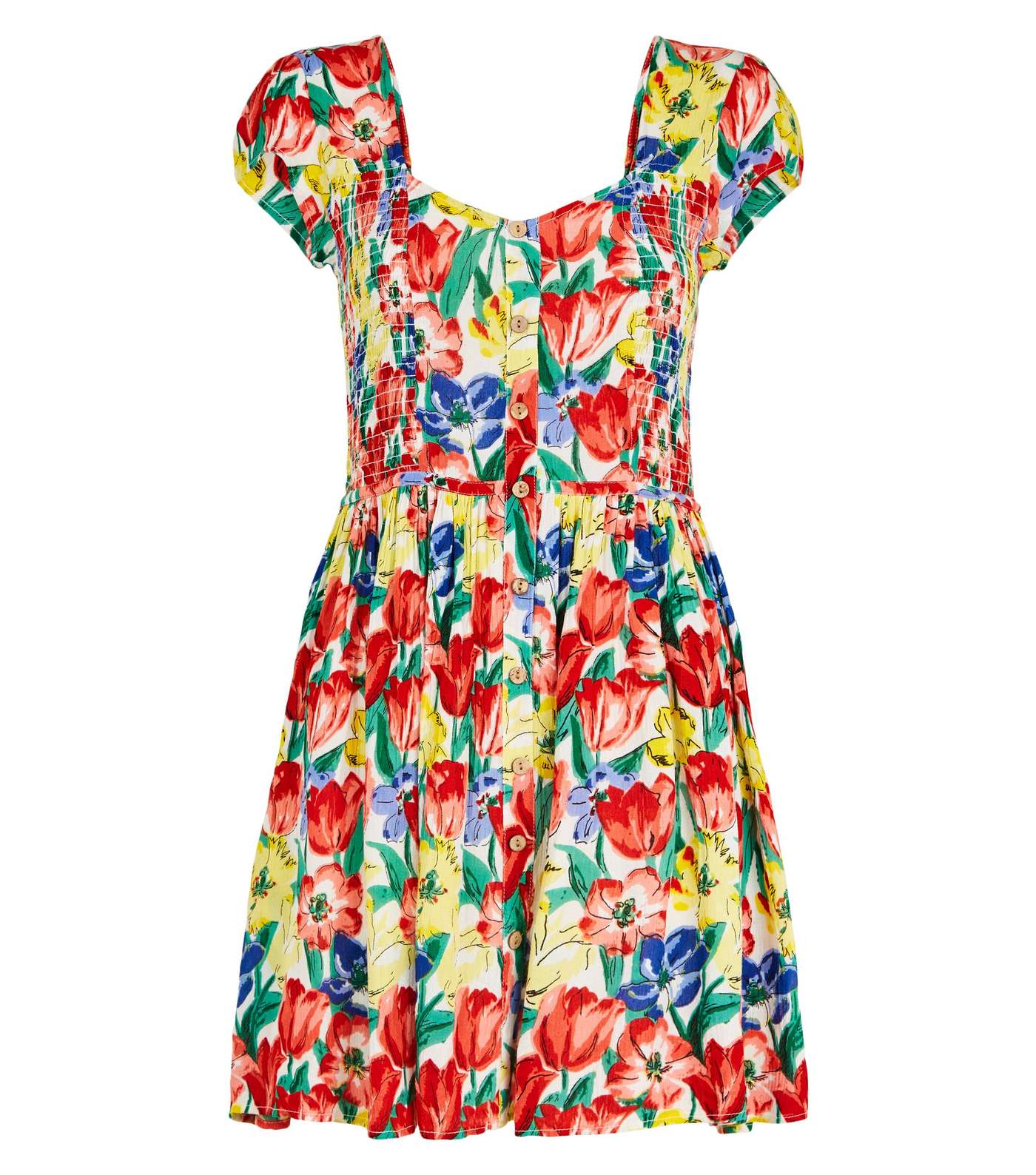 Brave Soul Multicoloured Floral Smock Dress Image 4