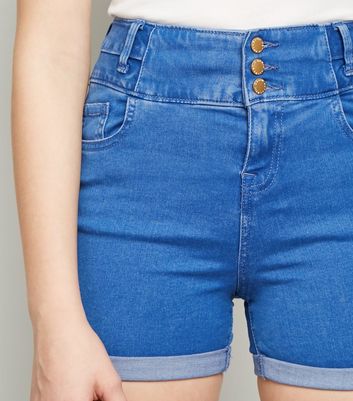 Girls Short en jean bleu taille haute New Look