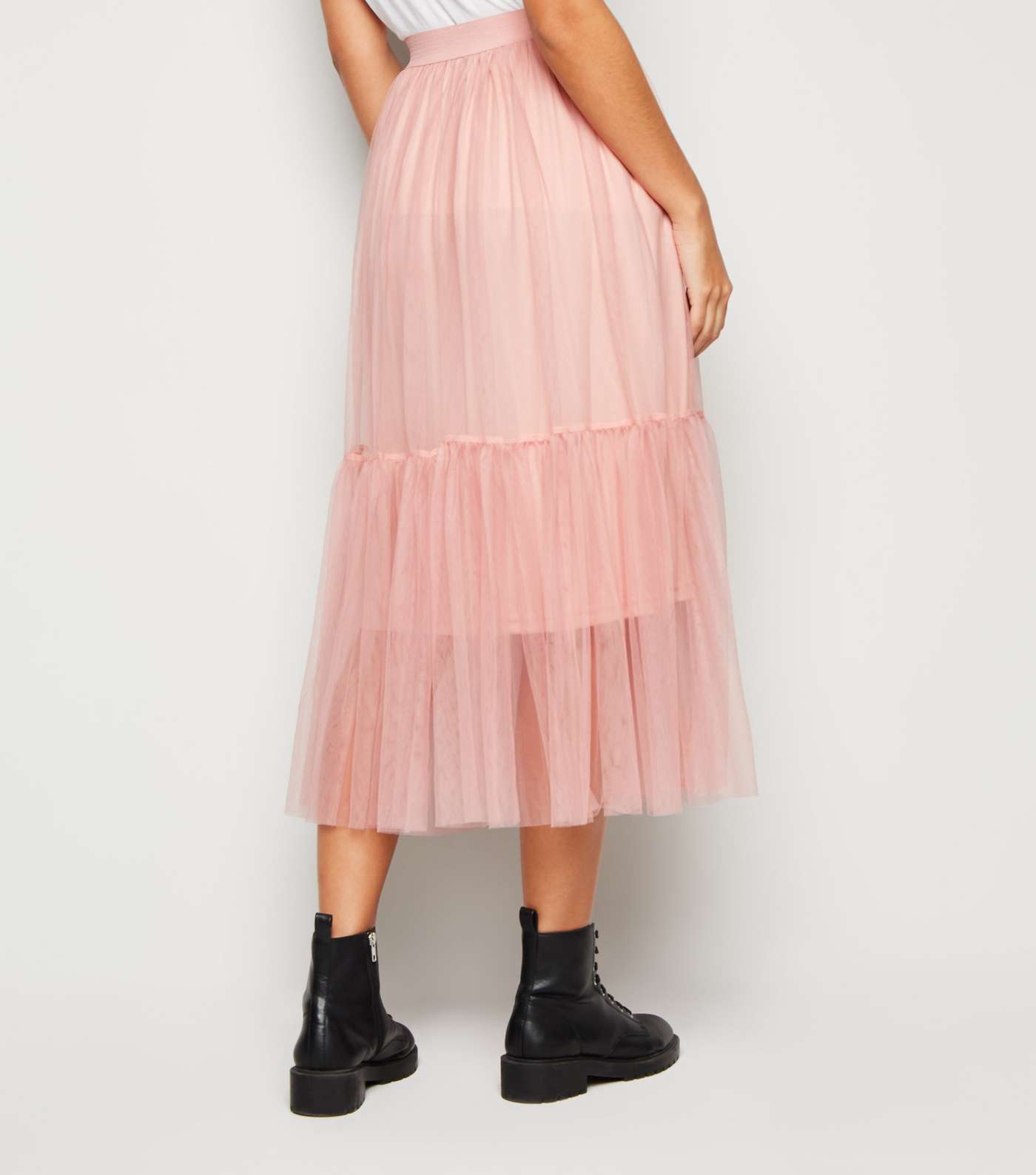 Blue Vanilla Mid Pink Tulle Mesh Midi Skirt Image 3