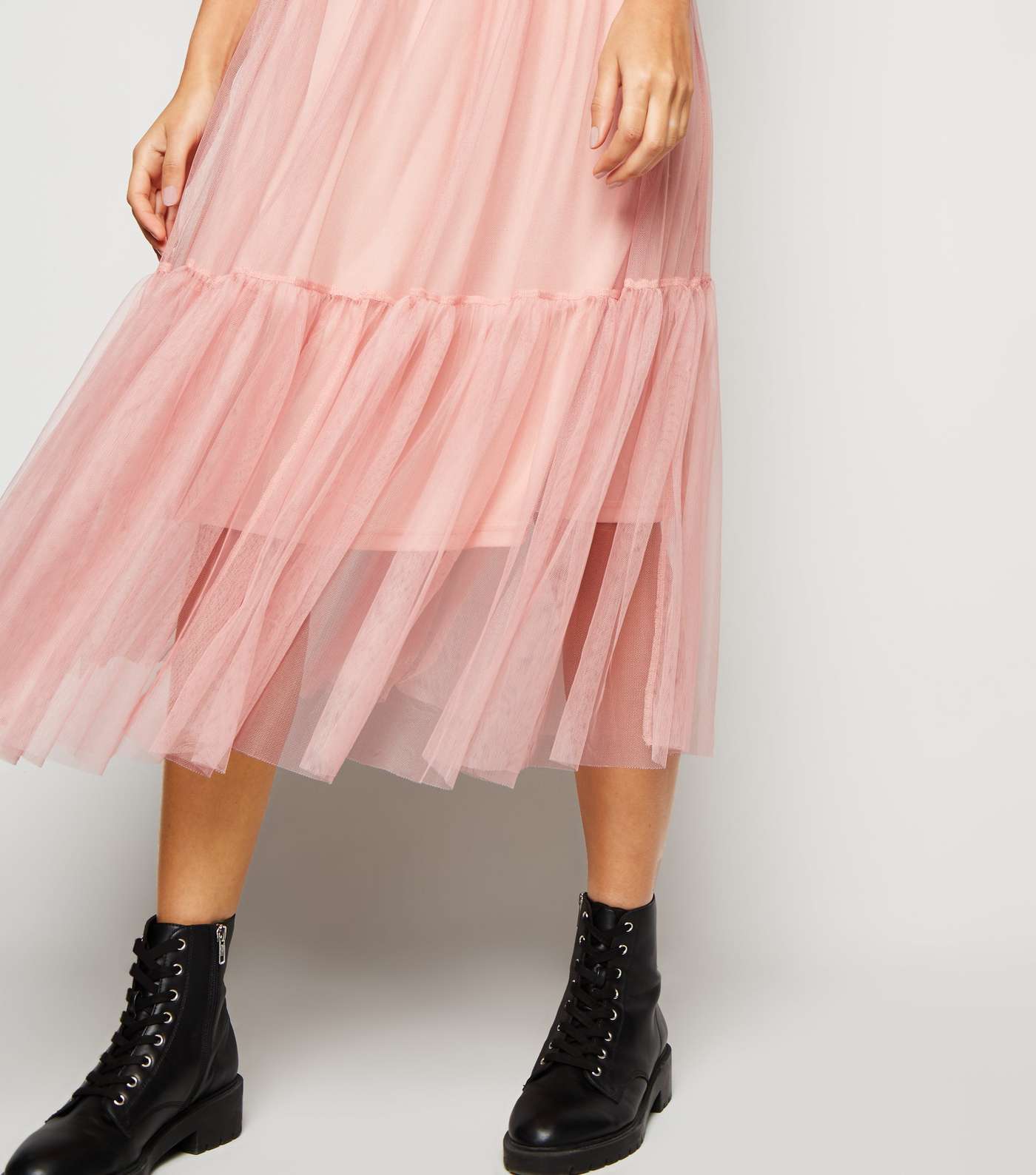 Blue Vanilla Mid Pink Tulle Mesh Midi Skirt Image 5
