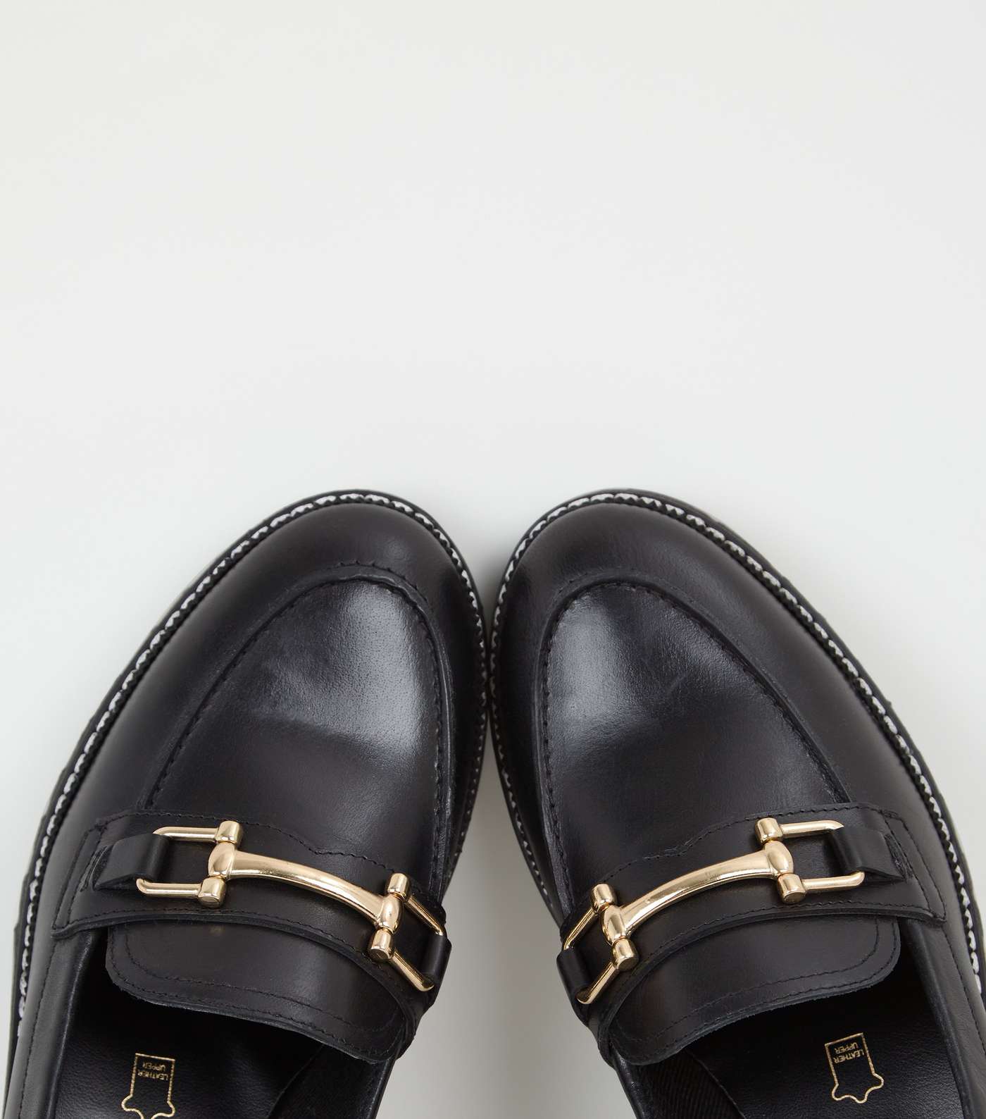 Black Leather Chunky Cleated Loafers Image 4