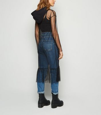 Mesh dress over outlet jeans