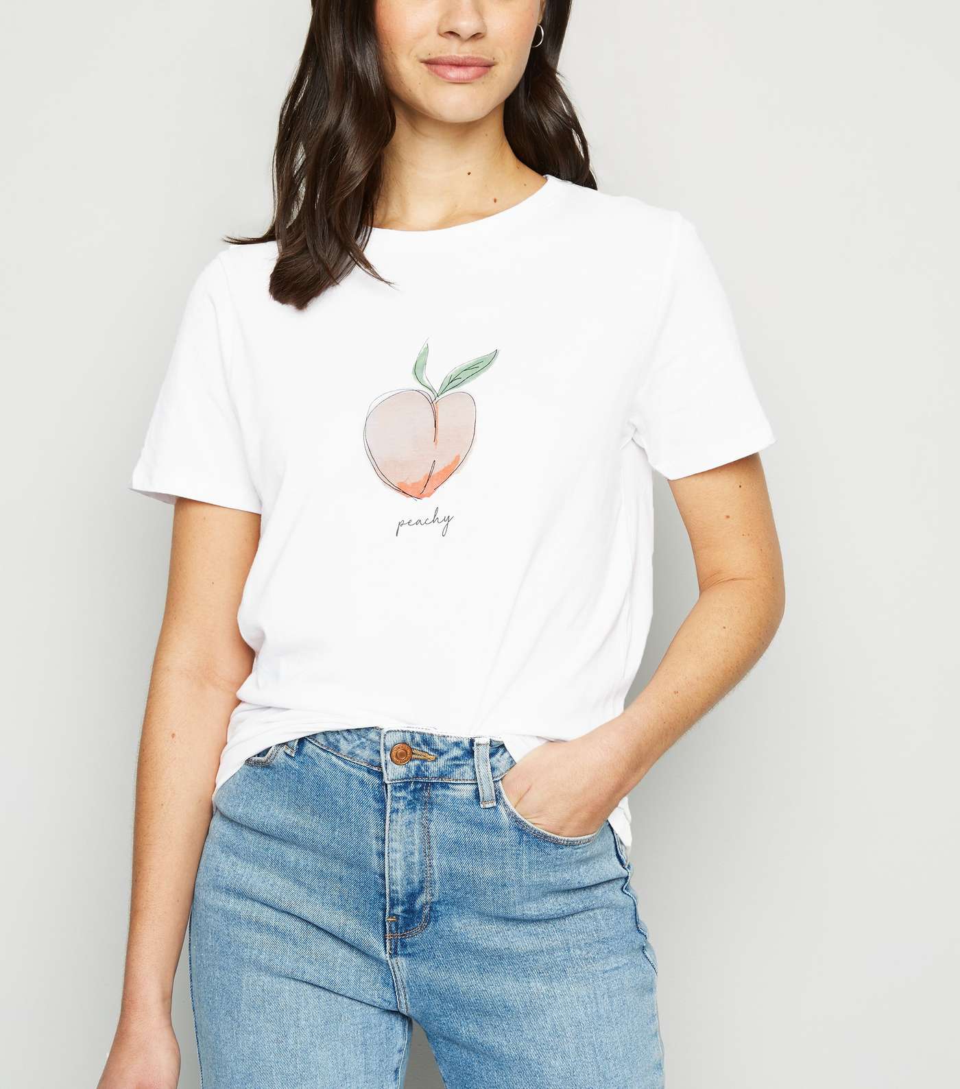 White Peachy Slogan T-Shirt