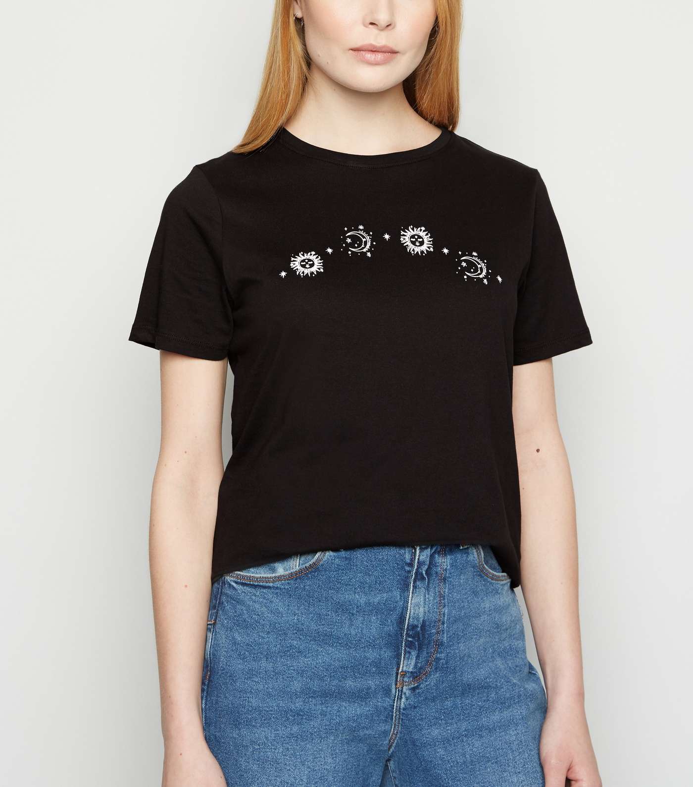 Black Celestial Print Crew Neck T-Shirt