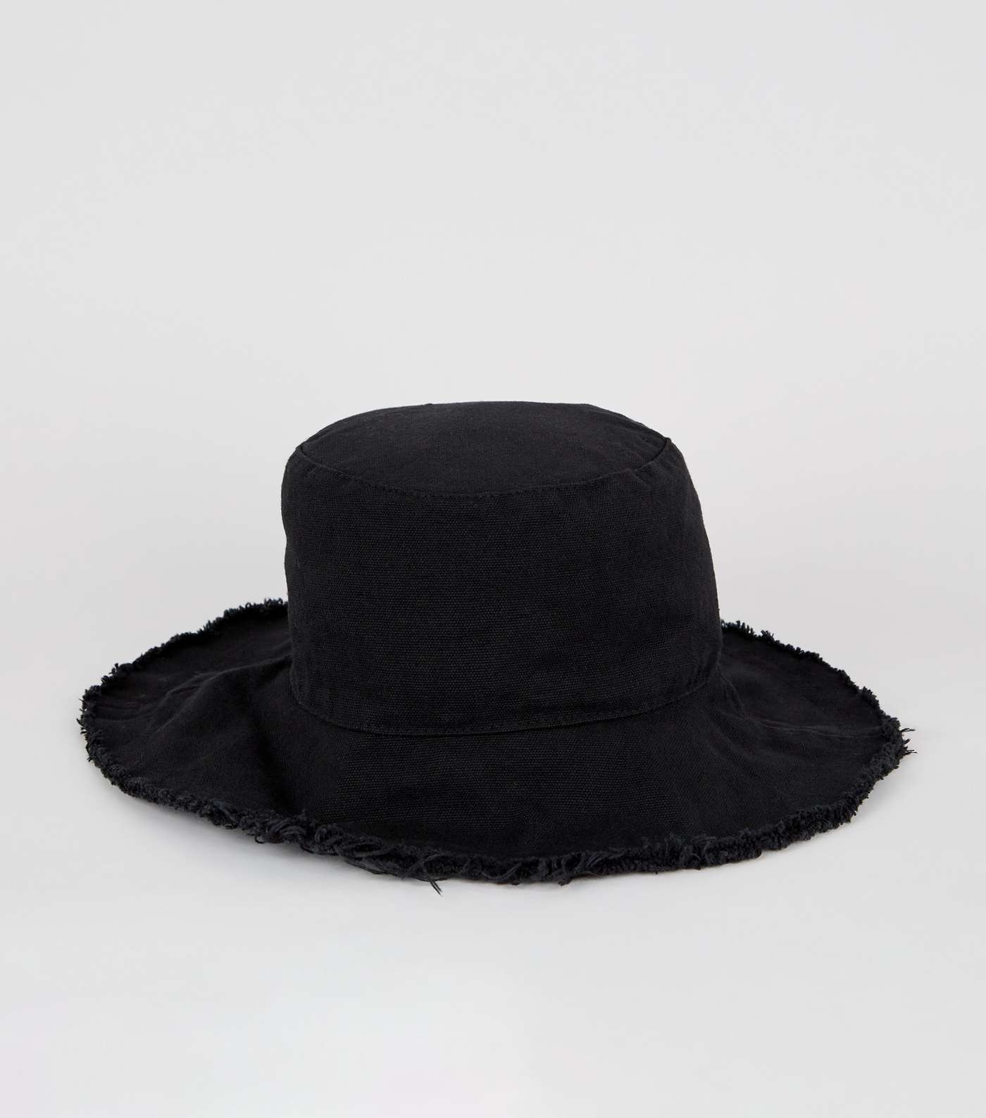 Black Frayed Bucket Hat 